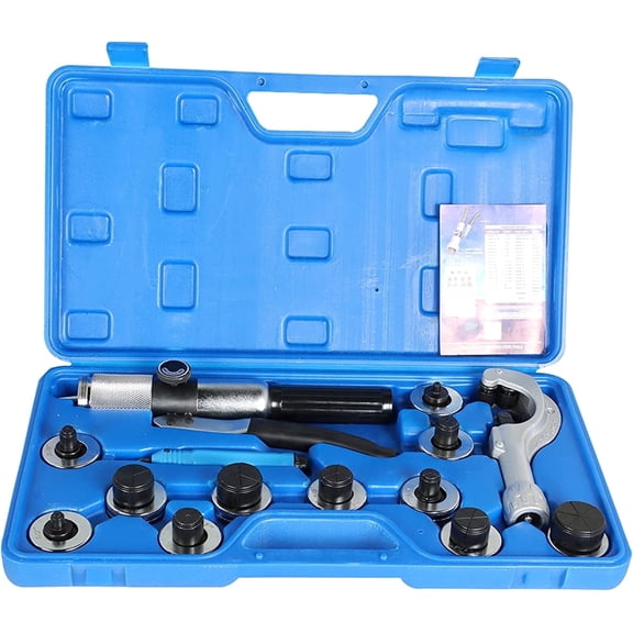Hydraulic HVAC Tube Expander Swaging Kit with Tube Cutter, 11 Expander Heads 3/815/8 Inch for Copper Tubing