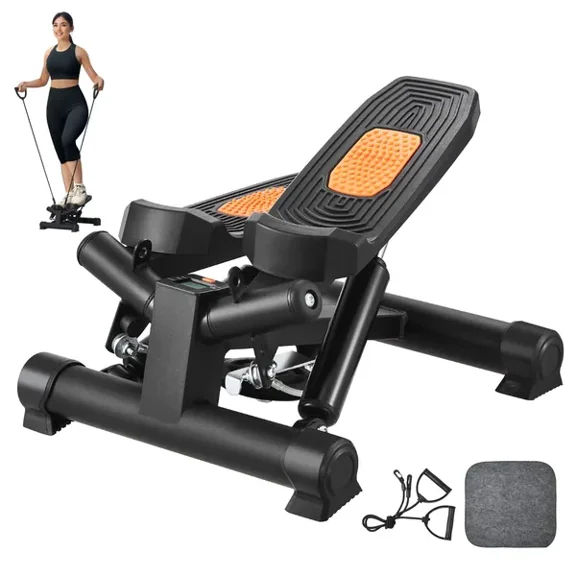 Hydraulic Twist Stepper with Resistance Bands LCD Monitor 330LBS Capacity Full Body Cardio Workout Home Gym Equipment