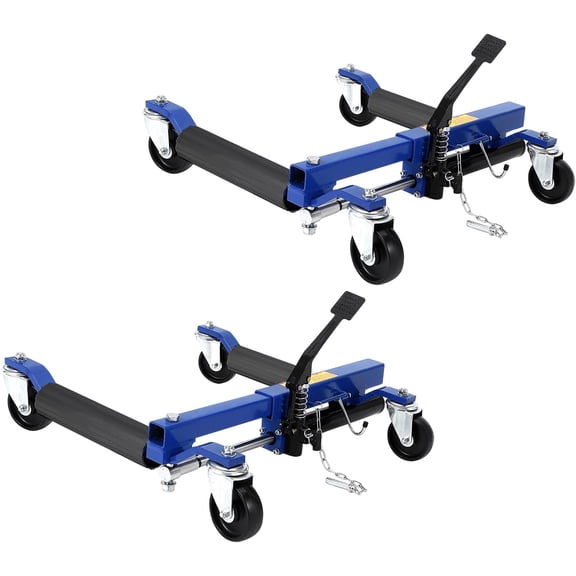 Hydraulic Wheel Dolly Set (4), 6000 lb Capacity Tire Skates with Twin Rollers and Foot Pedal for Vehicle Moving and Shop Work