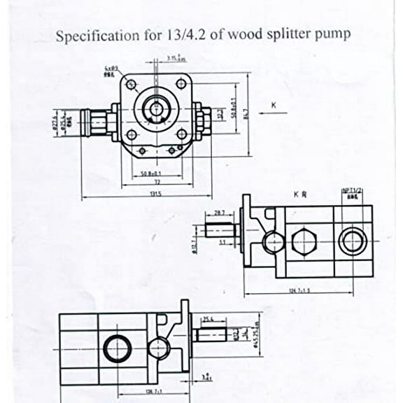 Hydraulic Wood Splitter Pump 16 GPM 2 Stage Powerful Hydraulic Pump, Hi Low Displacement Gear Pump 3600RPM Wood Splitter Pumps Log Splitter