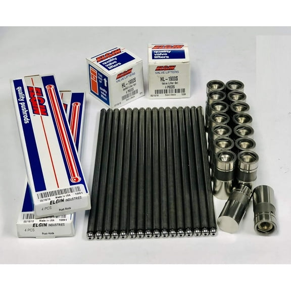 Hydraulic flat tappet lifters & push rods compatible with 1965-2001 Ford V8 Small Block 289 302 (Push Rod Length 6.804")