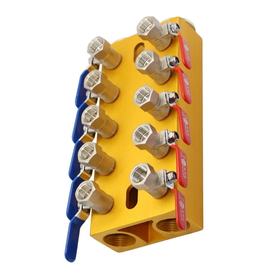 Hydraulics Copper Water Manifold Flows Meter Hose Splitters 4/5/6/8 Inlet/Outlet Handle For Industrial Cooling Systems