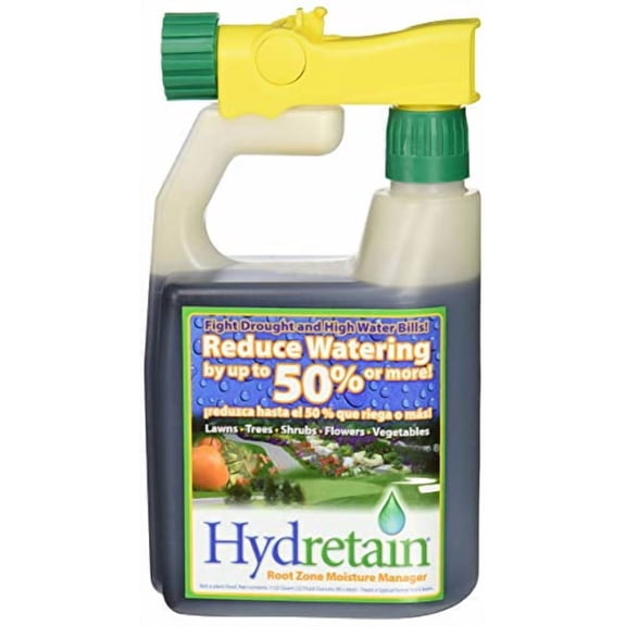 Hydretain Root Zone Moisture Manager - Drought Protection and Moisture Control for Lawns, Gardens, Containers - Reduces Watering, Delays Wilt - 2 Pack RTU 2 Quarts