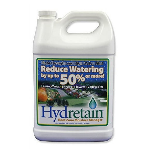 Hydretain Root Zone Moisture Manager - Drought Protection and Moisture Control for Lawns, Gardens, Containers - Reduces Watering, Delays Wilt - Covers up to 40000 Sq Ft (1 Gallon, 2 Pack)
