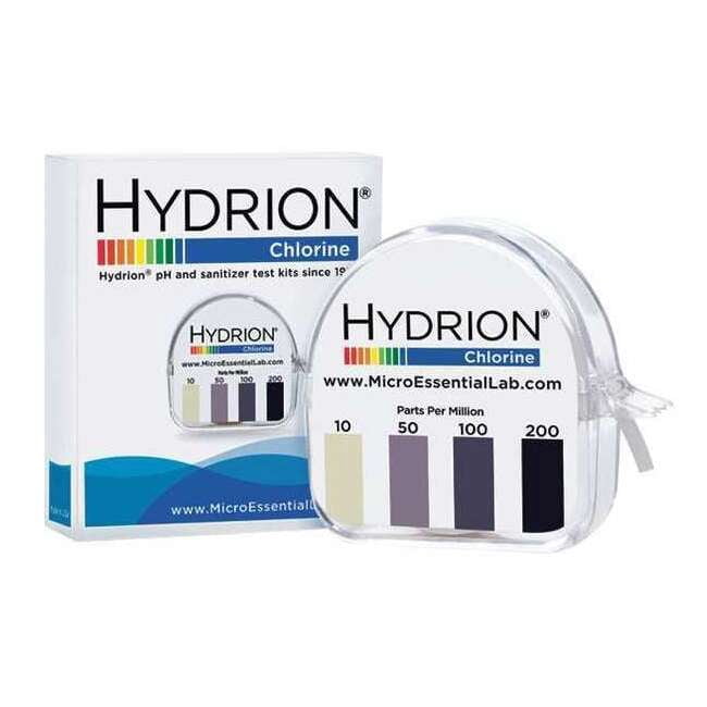 Hydrion Test,15 ft L,10 to 200 ppm Chlor,PK10 CM-240