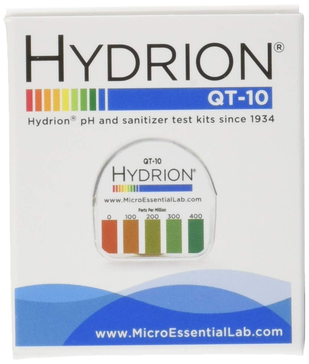 MICRO ESSENTIAL LABS Hydrion Test,15 ft L,0 to 400 ppm Quat Amm,PK10 QT-10