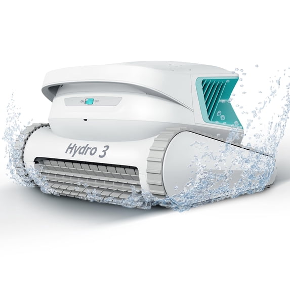 Hydro 3 All-in-one Pool Vacuum Robot, 200mins Runtime Cordless Pool Cleaner, 150W Brushless Motor+Floor/Wall/Waterline Scrubber Brush,Ideal for Inground/Above-Ground Swimming Pools