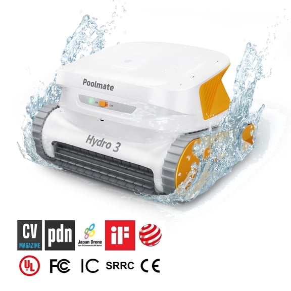 Hydro 3 Cordless Robotic Pool Cleaner,Wall Climbing Function, 200mins Runtime, 2 Brushless Motor + 4.1L Filter Basket Ideal for Inground Aboveground Pools