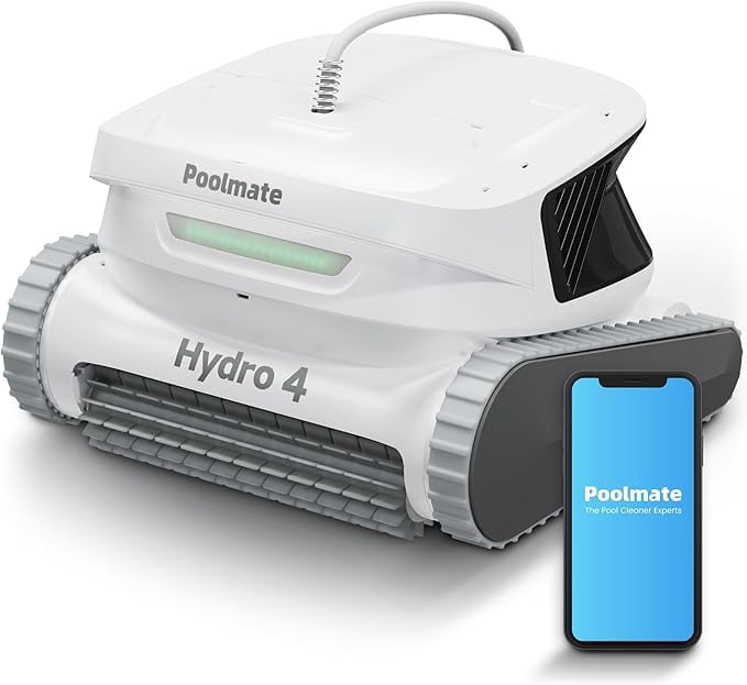 Hydro 4 Corded Pool Robot Vacuum Cleaner with App Control 5070 GPH Strong Suction Power Wall-climing Waterline Floor Deep Cleaning for Inground Pools