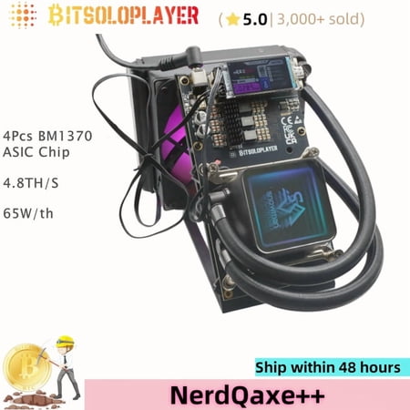 Hydro & Air Dual Cooling 4.8TH/s NerdQaxe++ Bitcoin Lottery Miner with 4Pcs BM1370 ASIC Chip Home Solo Mining BTC Miner Open-source Crypto Lotto Machine