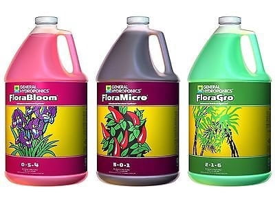 Hydro Crunch General Hydroponics Flora Series 1 Gallon - FloraGro, FloraBloom, FloraMicro