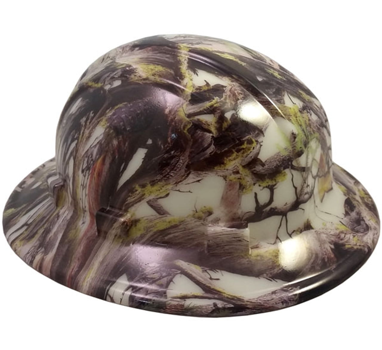 American Camo Hydro Dipped GLOW IN THE DARK Hard Hats Full Brim Style with 4 Pt Suspension
