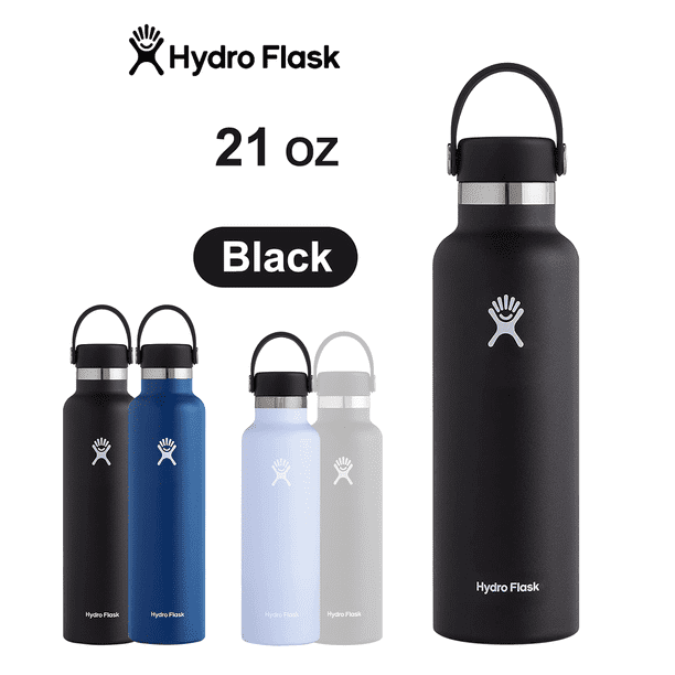 Hydro Flask 21 oz Water Bottle Stainless Steel, Vacuum Insulated with  Standard Mouth - Black - Walmart Business Supplies