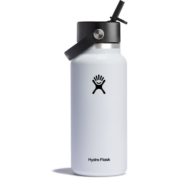 Hydro Flask 32 oz Wide Mouth Bottle with Flex Straw Cap - White