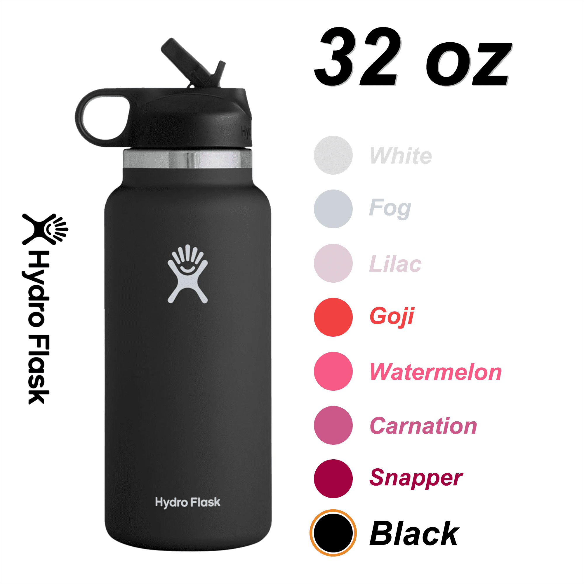 Hydro Flask Water Bottle - Stainless Steel & Vacuum Insulated - Wide Mouth  2.0 with Leak Proof Flex Cap - 32 oz, Watermelon