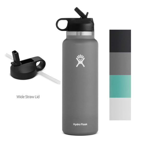 Hydro Flask 40oz Water bottle Stainless Steel & Vacuum Insulated with Straw Lid- Stone-New