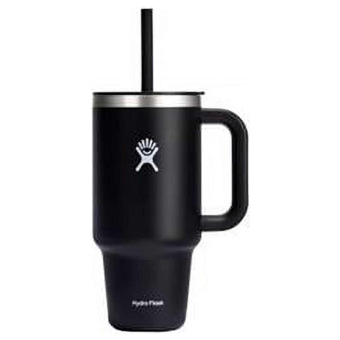 Black Stainless Steel Insulated Travel Tumbler with Handle and Straw