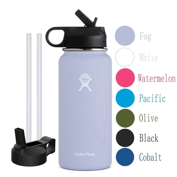 Hydro Flask Wide Mouth Water Bottle Stainless Steel, Straw Lid - 32Oz - Fog