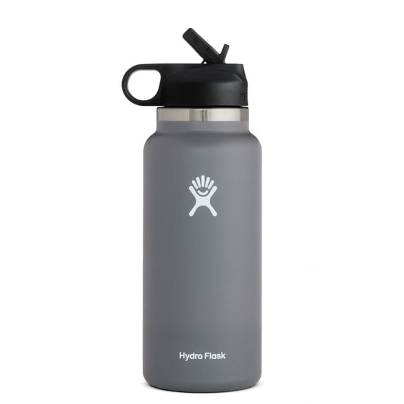 Hydro Flask Wide Mouth Water Bottle Stainless Steel, Straw Lid - 32Oz - Stone