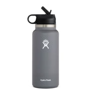 Hydro Flask Wide Mouth Water Bottle Stainless Steel, Straw Lid - 32Oz - Stone