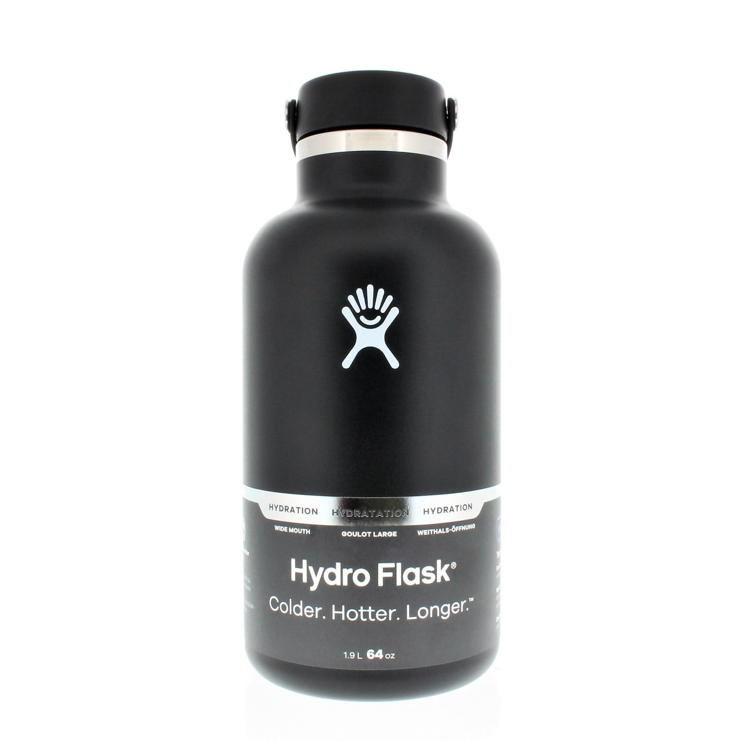 Hydro Flask Wide Mouth Water Bottle with Flex Cap Black 64oz/1.9