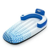 Hydro Force Indigo Wave Pool Lounge 72" x 42" - Bestway Inflatable, Pool Accessory, Built-In Cupholder, Water Float, Insta-Shield Material, Puncture Resistant, Easy Inflate & Deflate