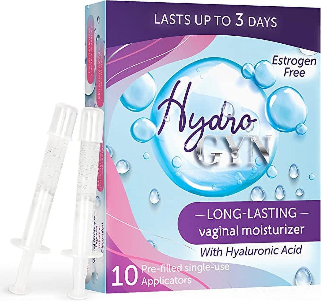 Hydro GYN Vaginal Moisturizer | Long-Lasting Dryness & Discomfort Relief | Estrogen & Hormone Free | 10 Pre-Filled Applicators