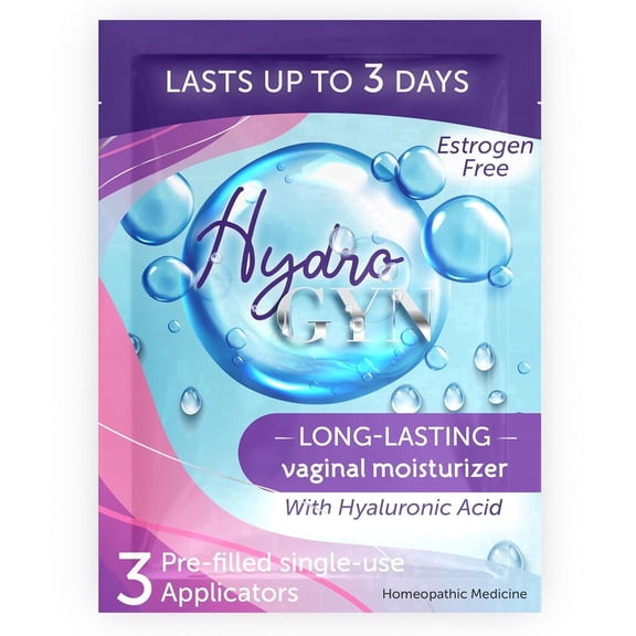 Hydro GYN Vaginal Moisturizer | Long Lasting for Vaginal Dryness & Irritation | Hyaluronic Acid & Vitamin E | Feminine Care Hormone Free | Pre and Post Menopausal | 3 Pre Filled Applicators