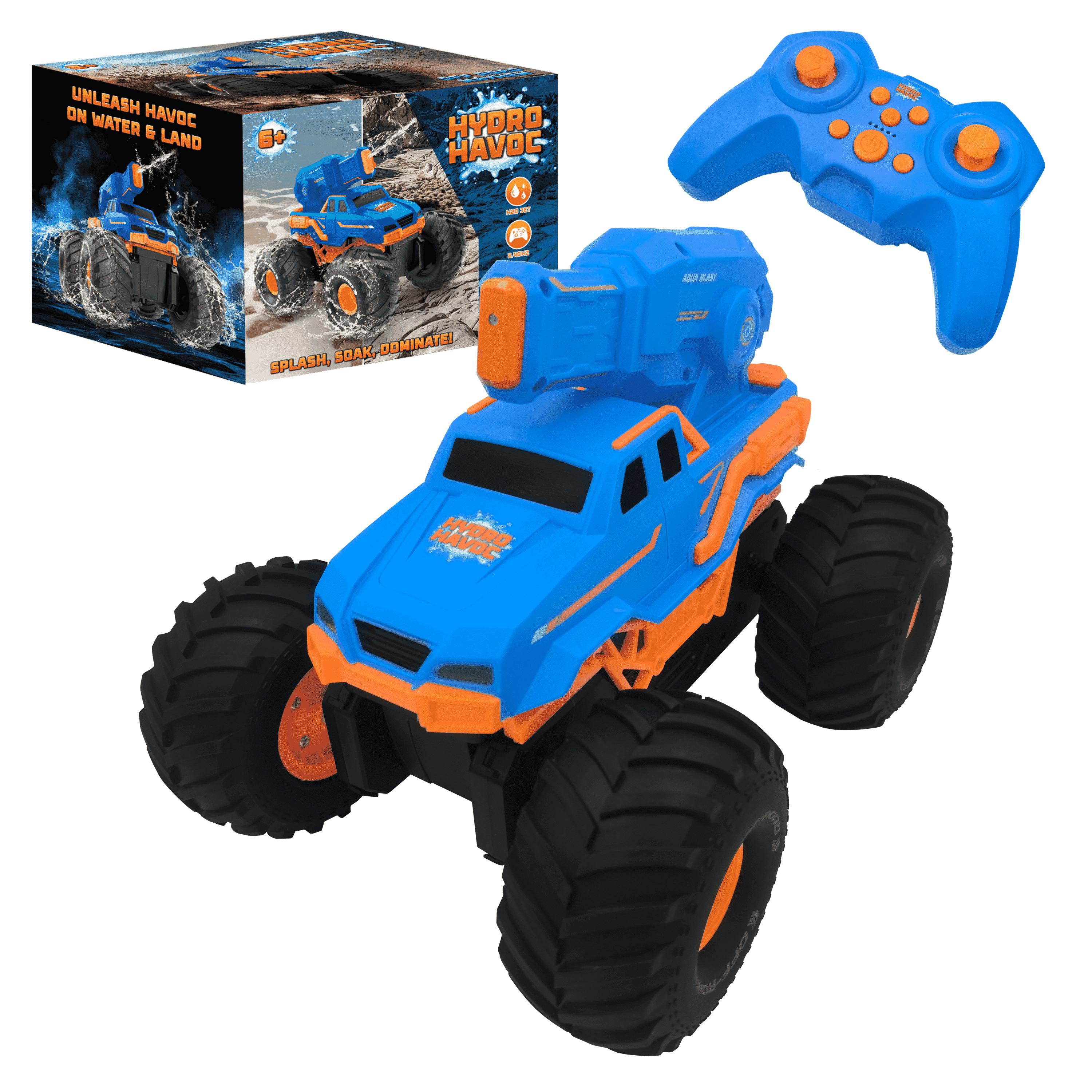 Hydro Havoc Amphibious Remote Control Monster Truck Off-Road & Water Capabilities Indoor and Outdoor Toy for Kids