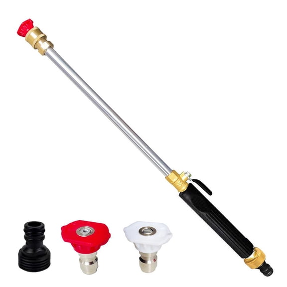 Hydro Jet High Pressure Washer Wand With 3 Nozzle Attachments, Garden Hose Jet Nozzle Power Washer Wand High Pressure Washing Tool Attachment for Cleaning Car, Pet Bathing, Garden Watering (Black)