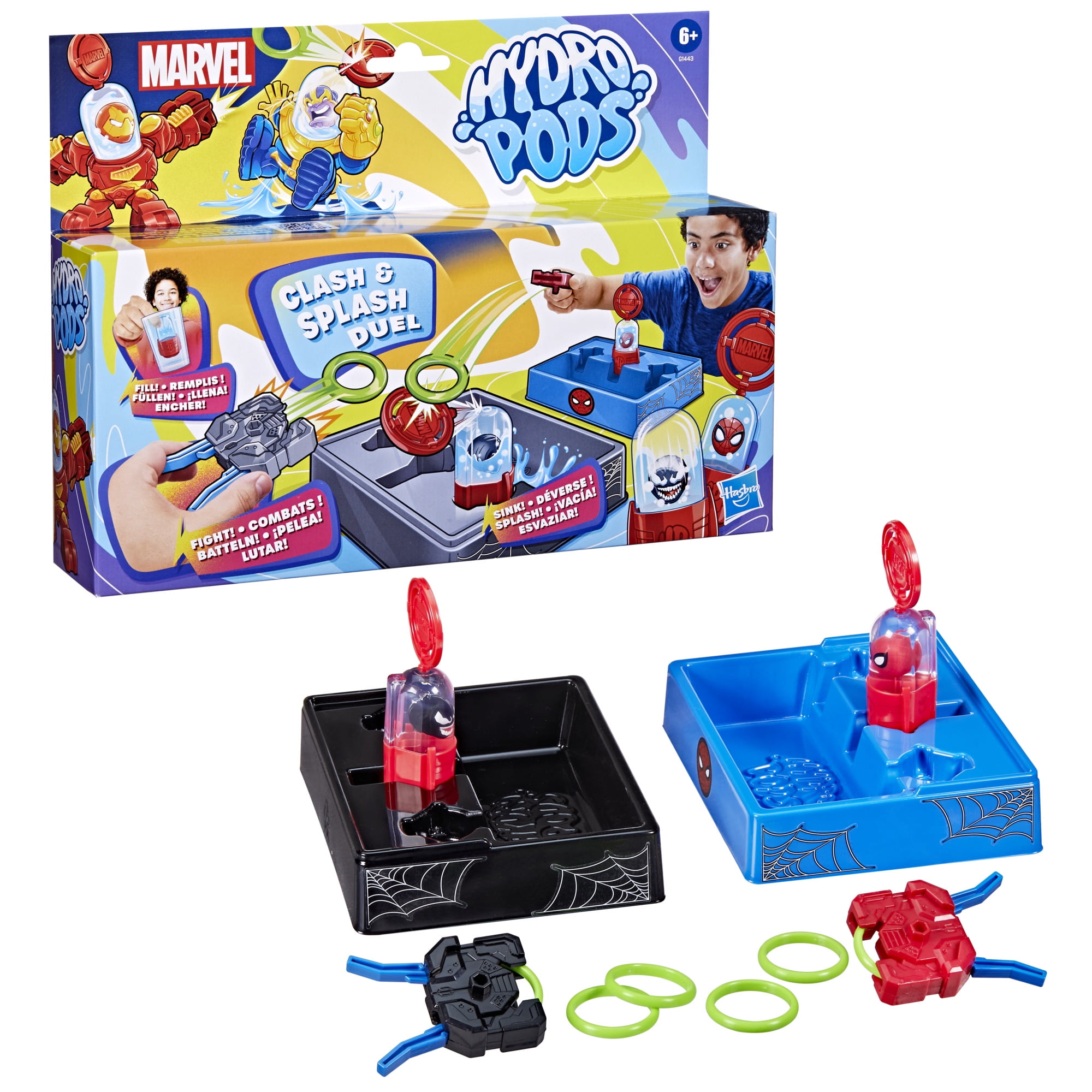 Hydro Pods Marvel Clash \u0026 Splash Duel Battle Set, Spider-Man Water Activated Surprise Toys, Ages 6+