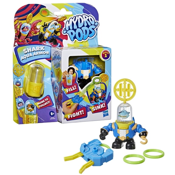 Hydro Pods Shark Aqua Armor, Mech Suit Battle Set, Water Activated Surprise Pirate Toys for 6 Year Old Boys & Girls