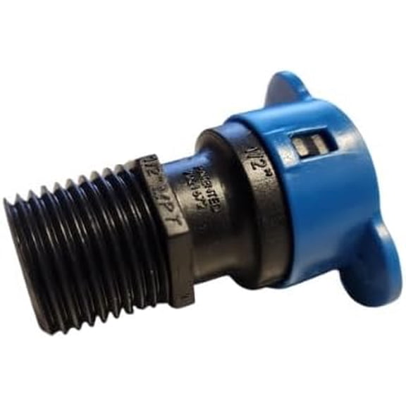Hydro-Rain BL-436-005 - 1/2" Blu-Lock to 1/2" MPT Irrigation Fitting, Professional-Grade, High-Impact, UV-Resistant ABS Body (25 pack)