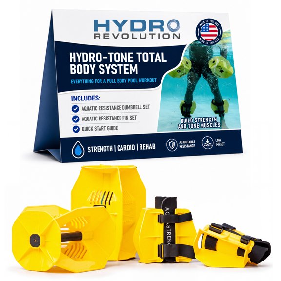 Aquastrength Hydro-Tone Total Body Pool Weights for Water Exercise | Isokinetic Functional Water Weights | Build Muscle - Easy on Joints | Aquatic Pool Weight | Quick Start Guide