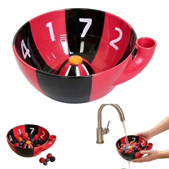 Hydro Vortex Berry Rinser Ceramic Bowl Self Spinning 360 Fruit Washer with Drainage Automatic Stoneware Kitchen Tool
