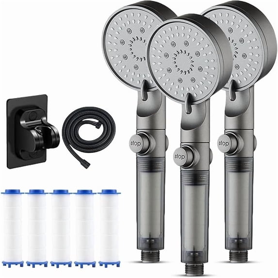 HydroBoost High Pressure 5 Mode Filtered Shower Head | Built-In Power Wash | Hard Water Filtration Handheld | High Flow Boost for Low Pressure | Rainfall Massage Mist