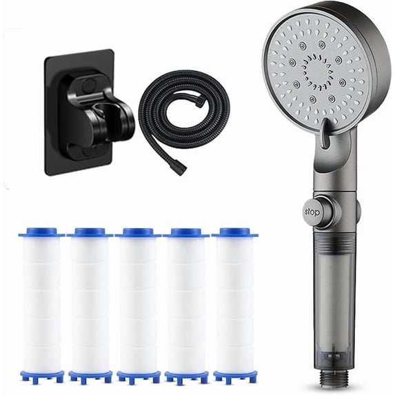 High-Pressure 5-Mode Filtered Shower Head, Built-in Power Wash Capacity Handheld Filtered Hard Water Shower Head