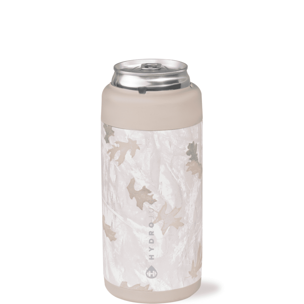 HydroJug Can Cooler - Slim 2-in-1 Insulated Can Cooler Cup 12oz - Stainless Steel, Non-Slip Rubber Base, Screw-Top Lid - Camo