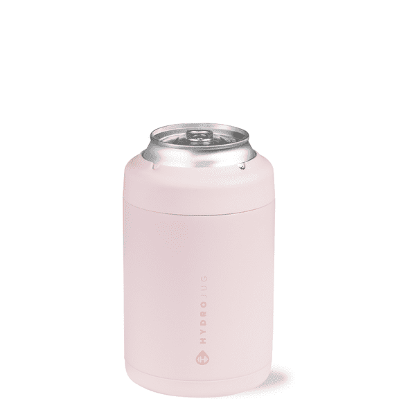 HydroJug Can Cooler - Standard 2-in-1 Insulated Can Cooler Cup 12oz - Stainless Steel, Non-Slip Rubber Base, Screw-Top Lid - Pink Sand