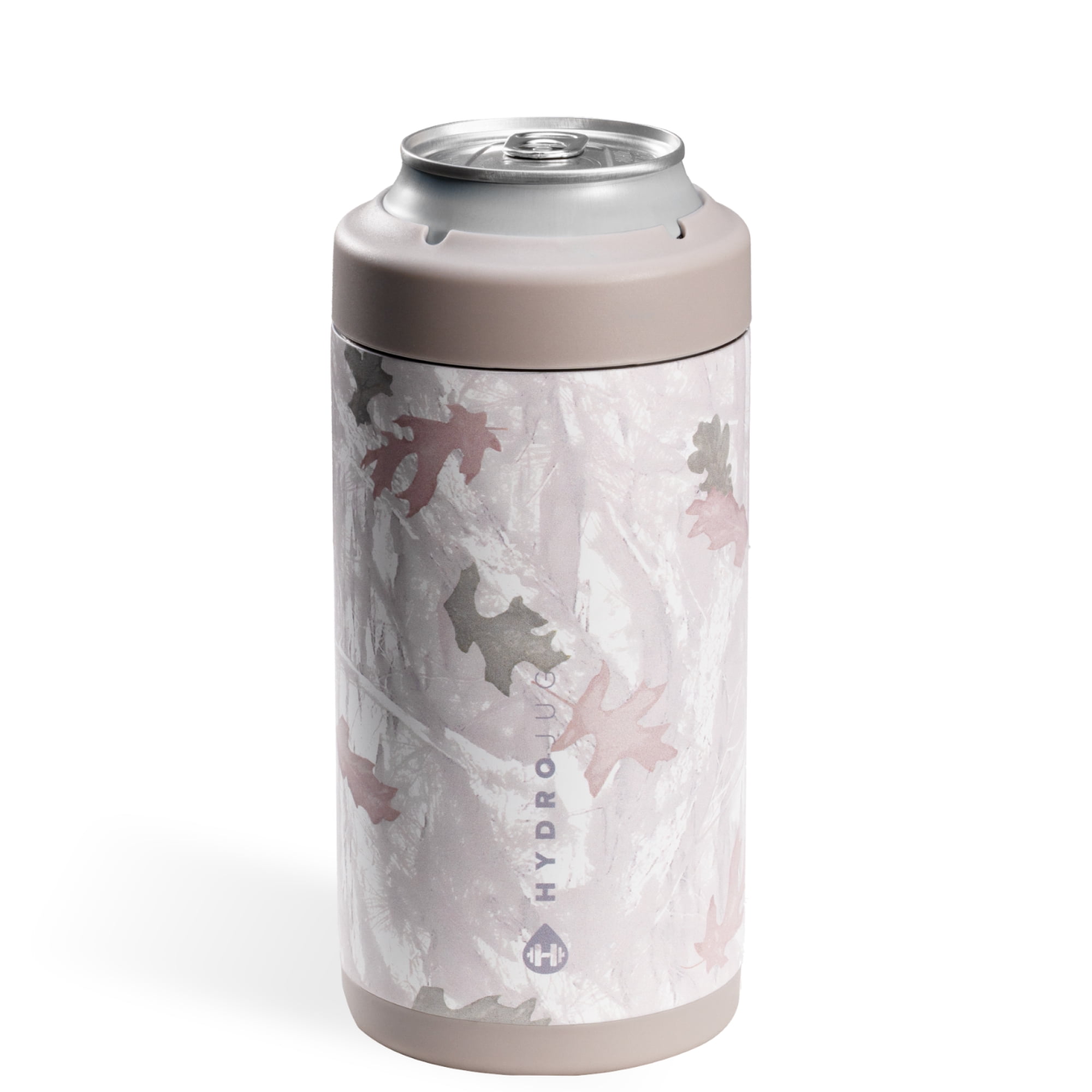 HydroJug Can Cooler - Standard 2-in-1 Insulated Can Cooler Cup 16oz - Stainless Steel, Non-Slip Rubber Base, Screw-Top Lid - Camo