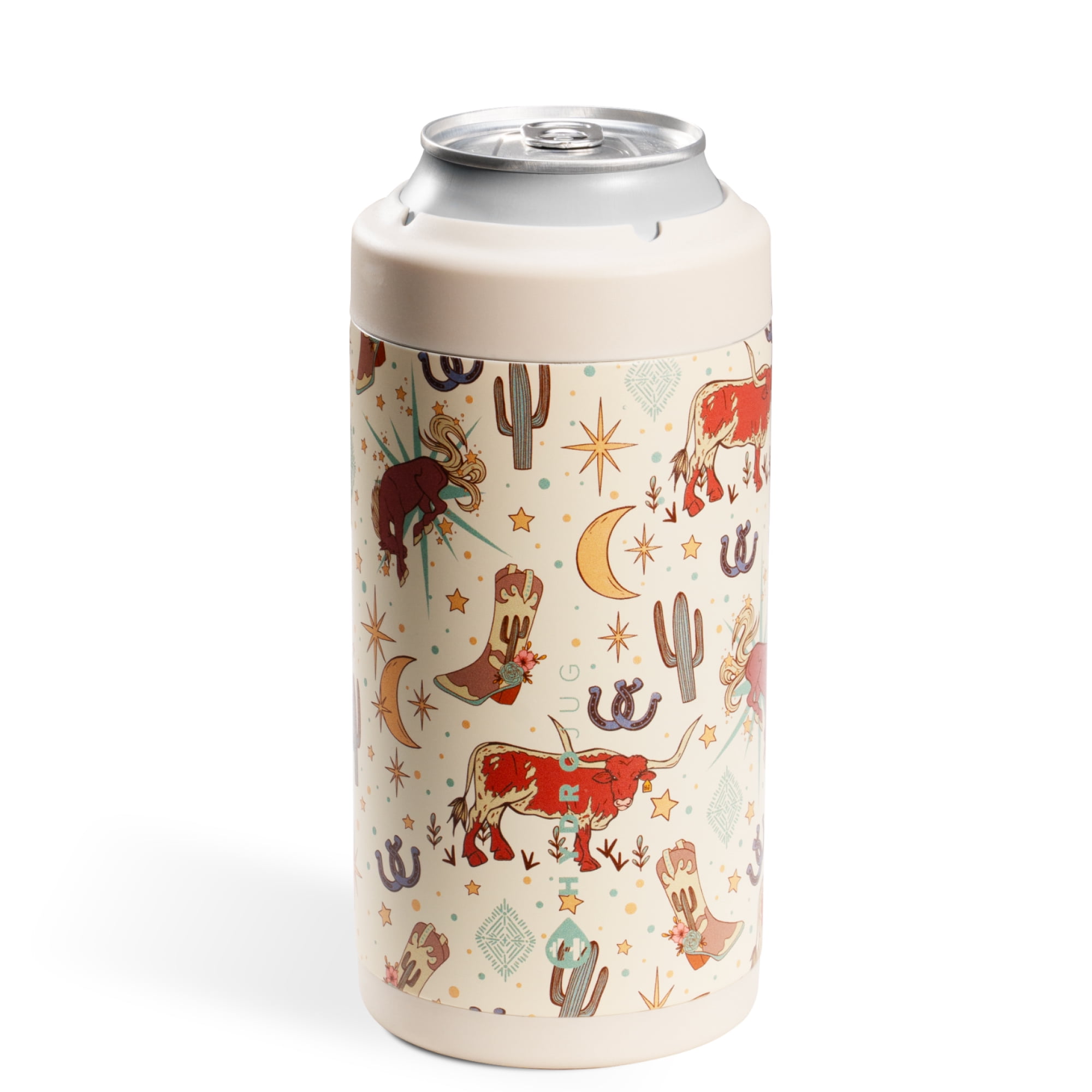 HydroJug Can Cooler - Standard 2-in-1 Insulated Can Cooler Cup 16oz - Stainless Steel, Non-Slip Rubber Base, Screw-Top Lid - Rodeo
