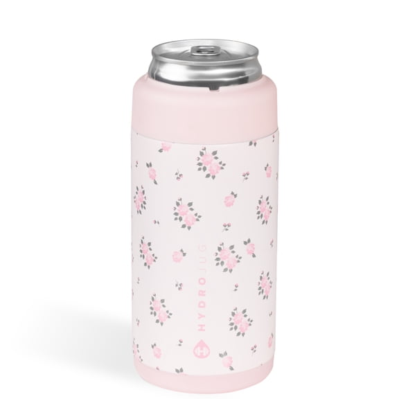 HydroJug Can Cooler - Standard 2-in-1 Insulated Can Cooler Cup 16oz - Stainless Steel, Non-Slip Rubber Base, Screw-Top Lid - Wildrose