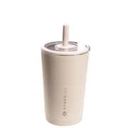 HydroJug Everyday Tumbler   Ceramic-Lined Insulated Tumbler with Straw and Soft-Touch Lid, Cup Holder Friendly   14 oz, Dune