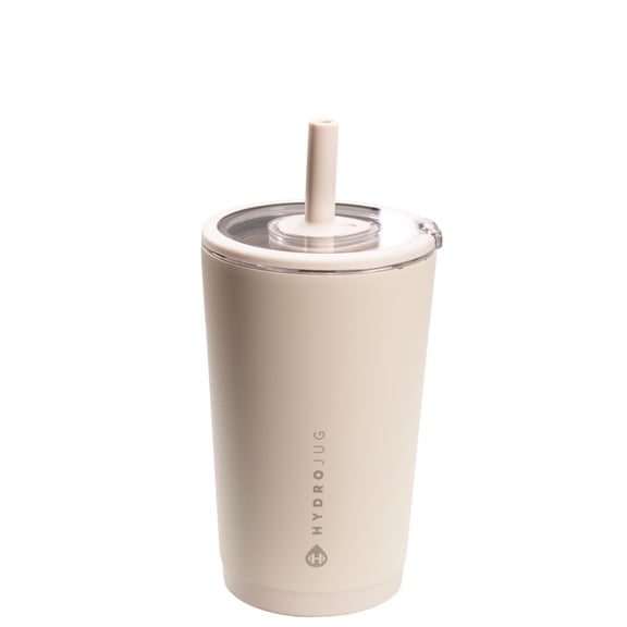 HydroJug Everyday Tumbler – Ceramic-Lined Insulated Tumbler with Straw and Soft-Touch Lid, Cup Holder Friendly – 14 oz, Dune