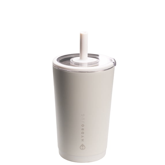 HydroJug Everyday Tumbler – Ceramic-Lined Insulated Tumbler with Straw and Soft-Touch Lid, Cup Holder Friendly – 14 oz, Linen