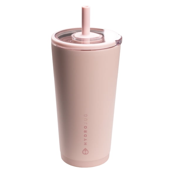 HydroJug Everyday Tumbler – Ceramic-Lined Insulated Tumbler with Straw and Soft-Touch Lid, Cup Holder Friendly – 20 oz, Dusty Rose