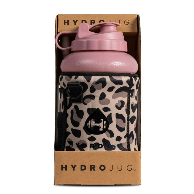 HydroJug Leopard 73oz Jug and Sleeve Features Leakproof, Carry Handle