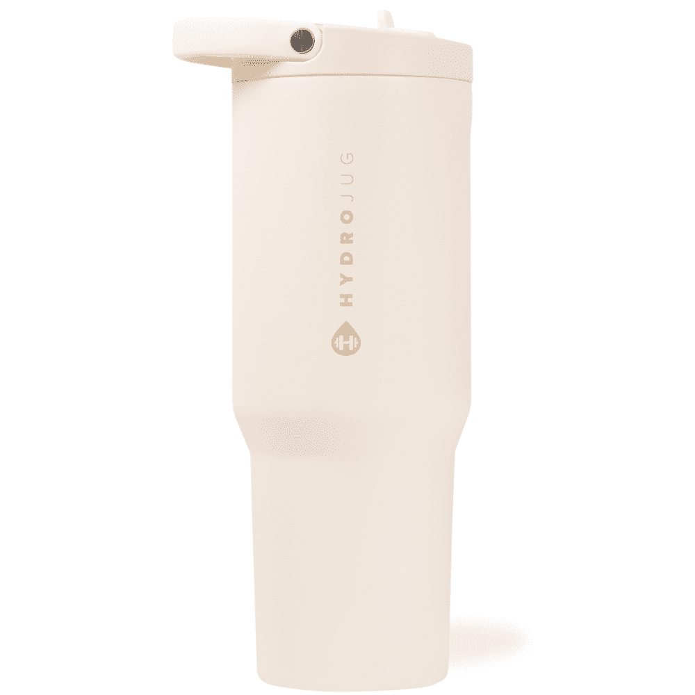 HydroJug Sport 40 oz Stainless Steel Water Bottle with Flip Straw, Insulated Leak-Proof Tumbler for Gym & Outdoor - Cream