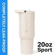 HydroJug Sport 20 oz Stainless Steel Water Bottle with Flip Straw, Insulated Leak-Proof Tumbler for Gym & Outdoor - Cream