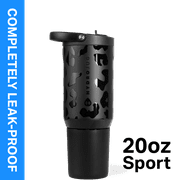 HydroJug Sport 20 oz Stainless Steel Water Bottle with Flip Straw, Insulated Leak-Proof Tumbler for Gym & Outdoor - Black Leopard